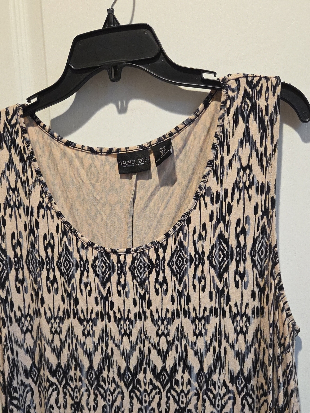 Rachel Zoe Beige and Black Patterned Sleeveless Tank
